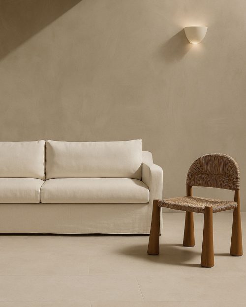 Stucco wall painted in WOW Makers Ibiza – soft terracotta plaster finish with Mediterranean texture